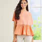 Fallon Peplum Top - Coral