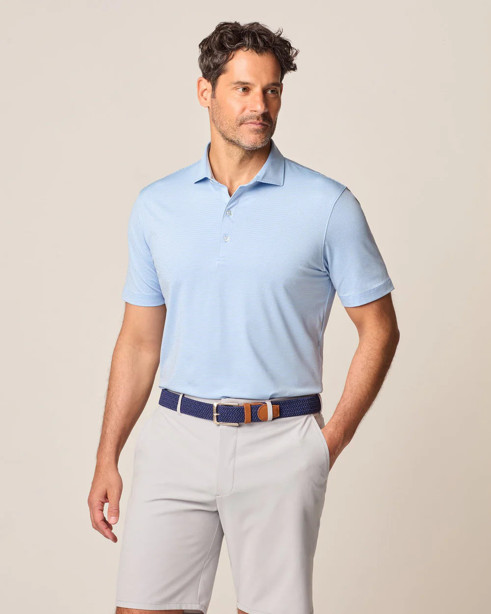 Striped Jersey Performance Polo - Lyndon Galaxy