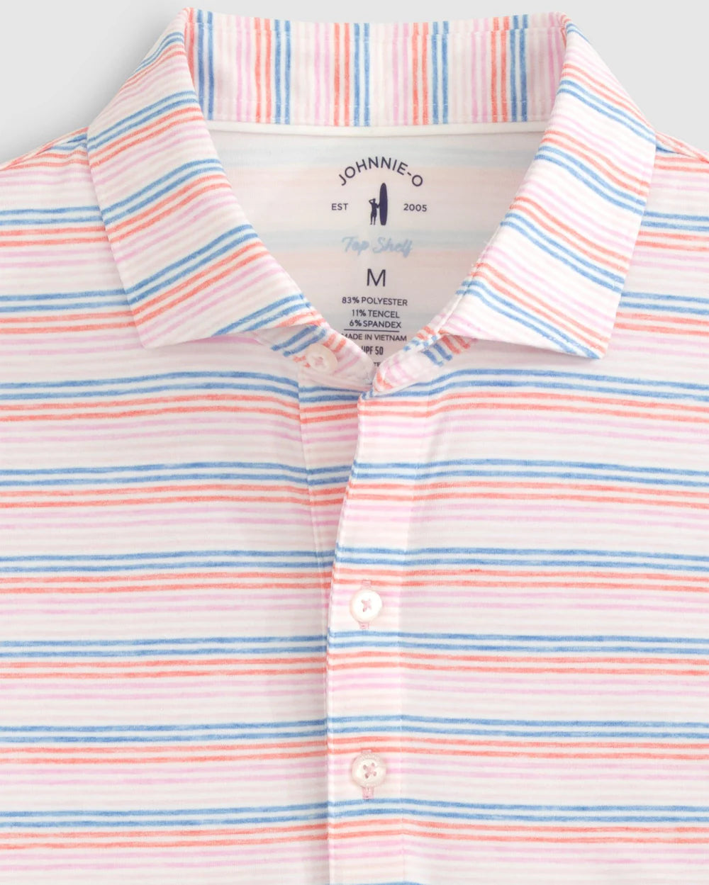 Barton Striped Top Shelf Performance Polo - Bahama Mama