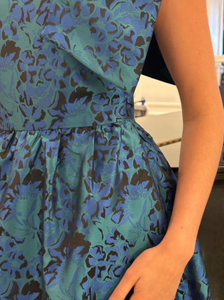 Jacquard Floral Bow Midi Dress