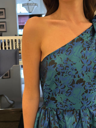 Jacquard Floral Bow Midi Dress