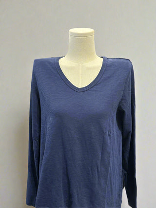 V-Neck Garment Dyed Long Sleeve Tee