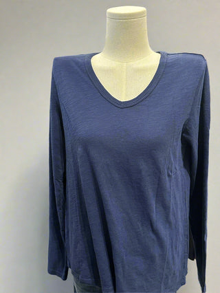 V-Neck Garment Dyed Long Sleeve Tee