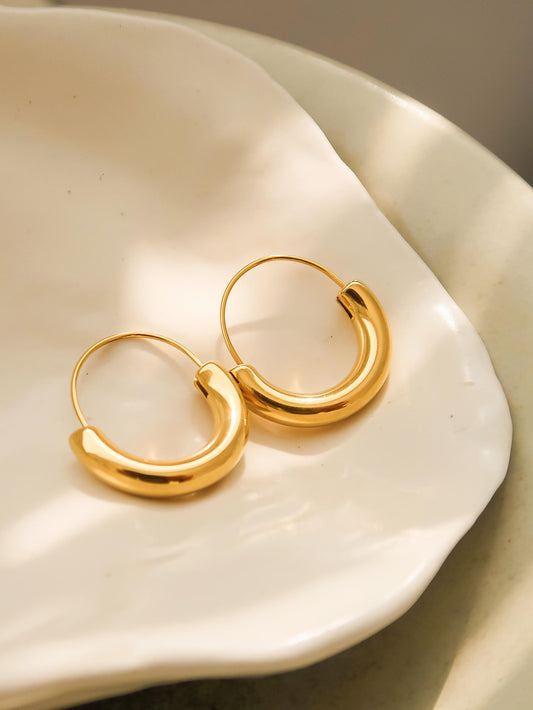 18K Non-Tarnish U-Shape Hoop Earrings