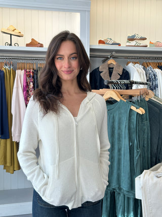 Waffle Knit Zip-Up Hoodie