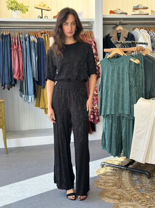 Twaina Textured Satin Soft Volume Wide Leg Pant