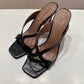 Ines Croco Embossed Leather black heels