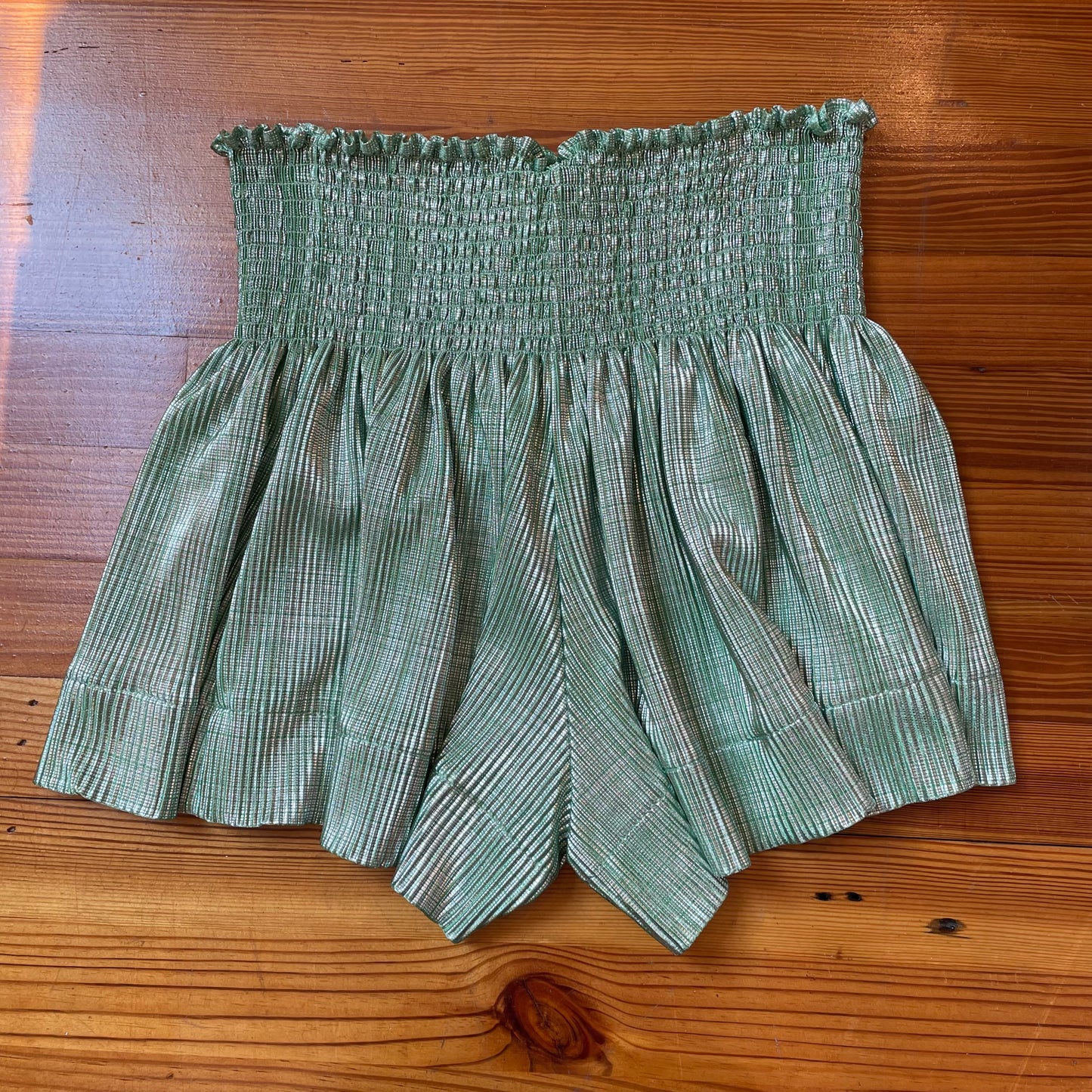 Ribbed Swing Short - Green/Silver