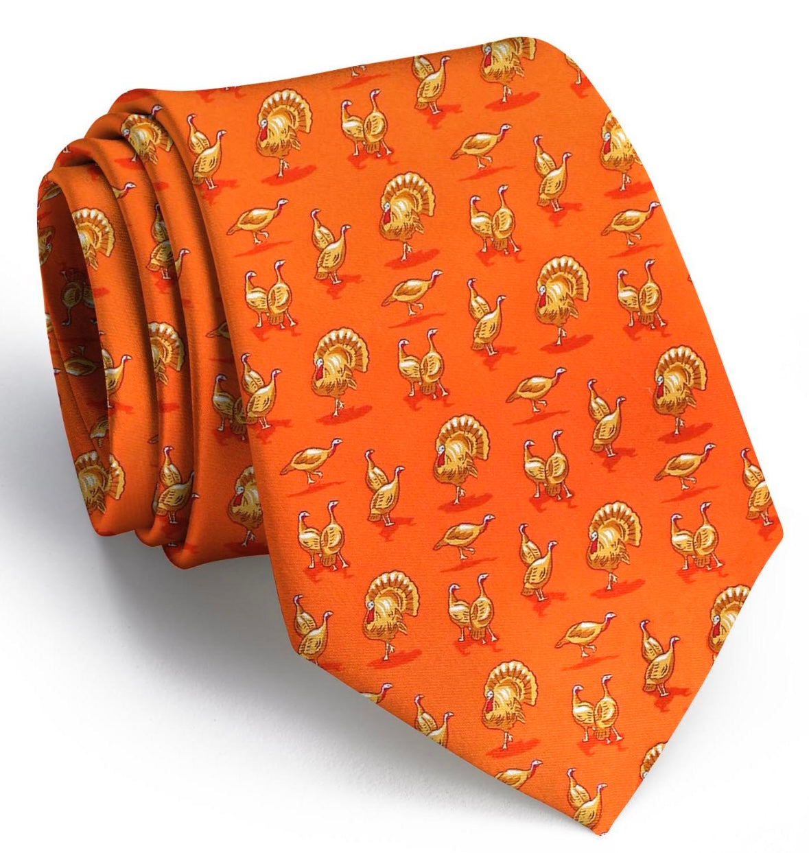Turkey Trot Orange Woven Print Necktie