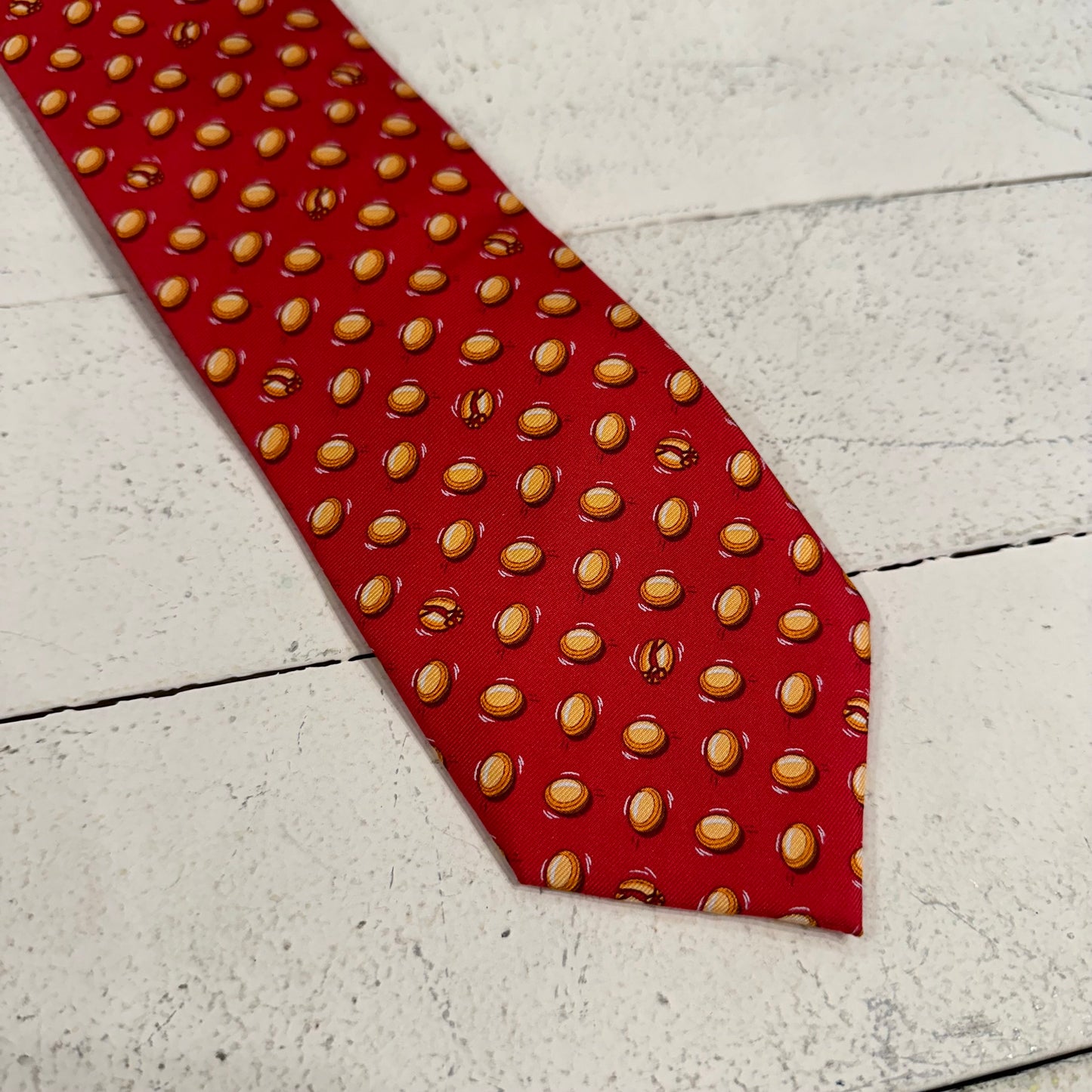 Clay Day Red Woven Print Necktie