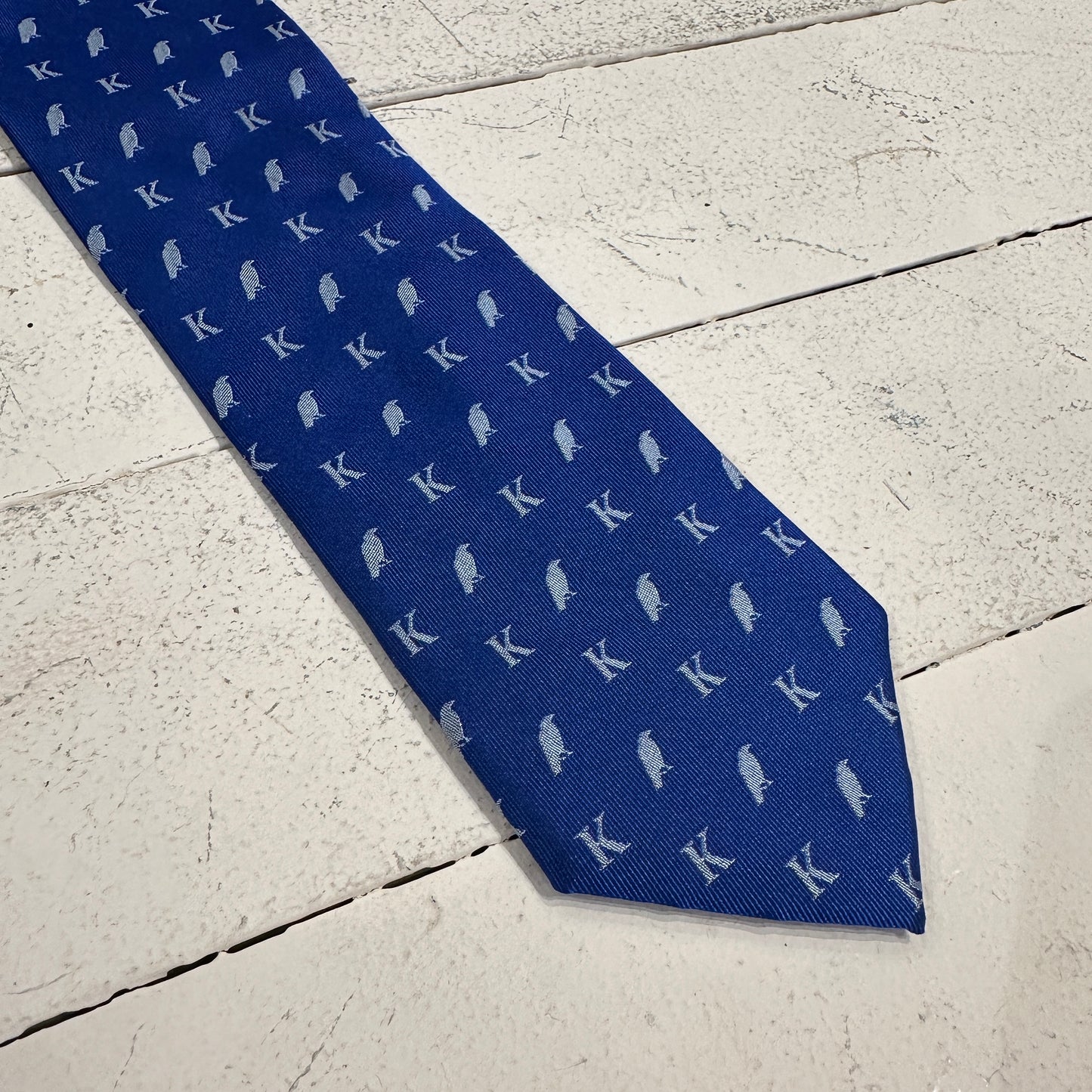 Navy Blue K Letter Print Necktie
