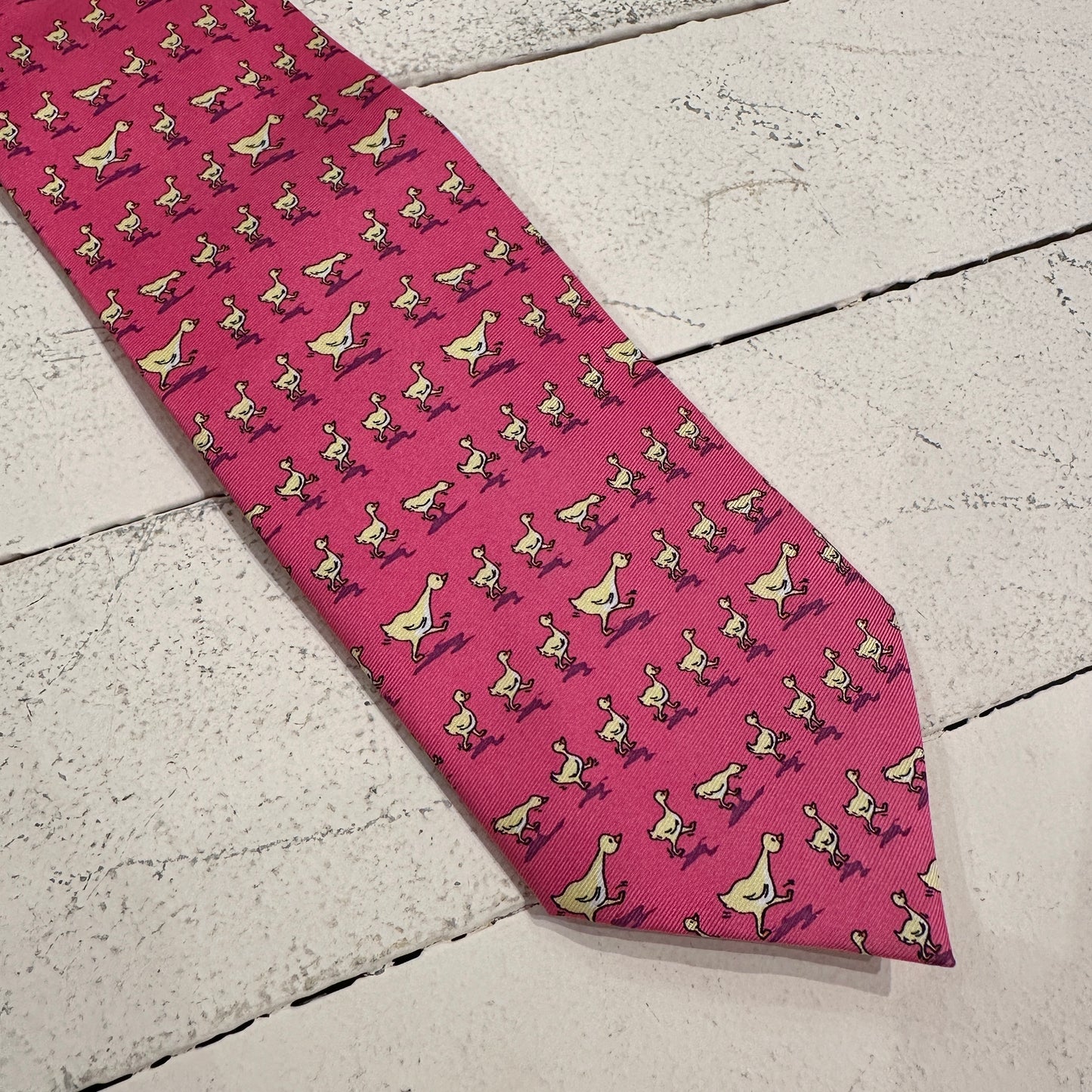 Pink Goose Print Necktie
