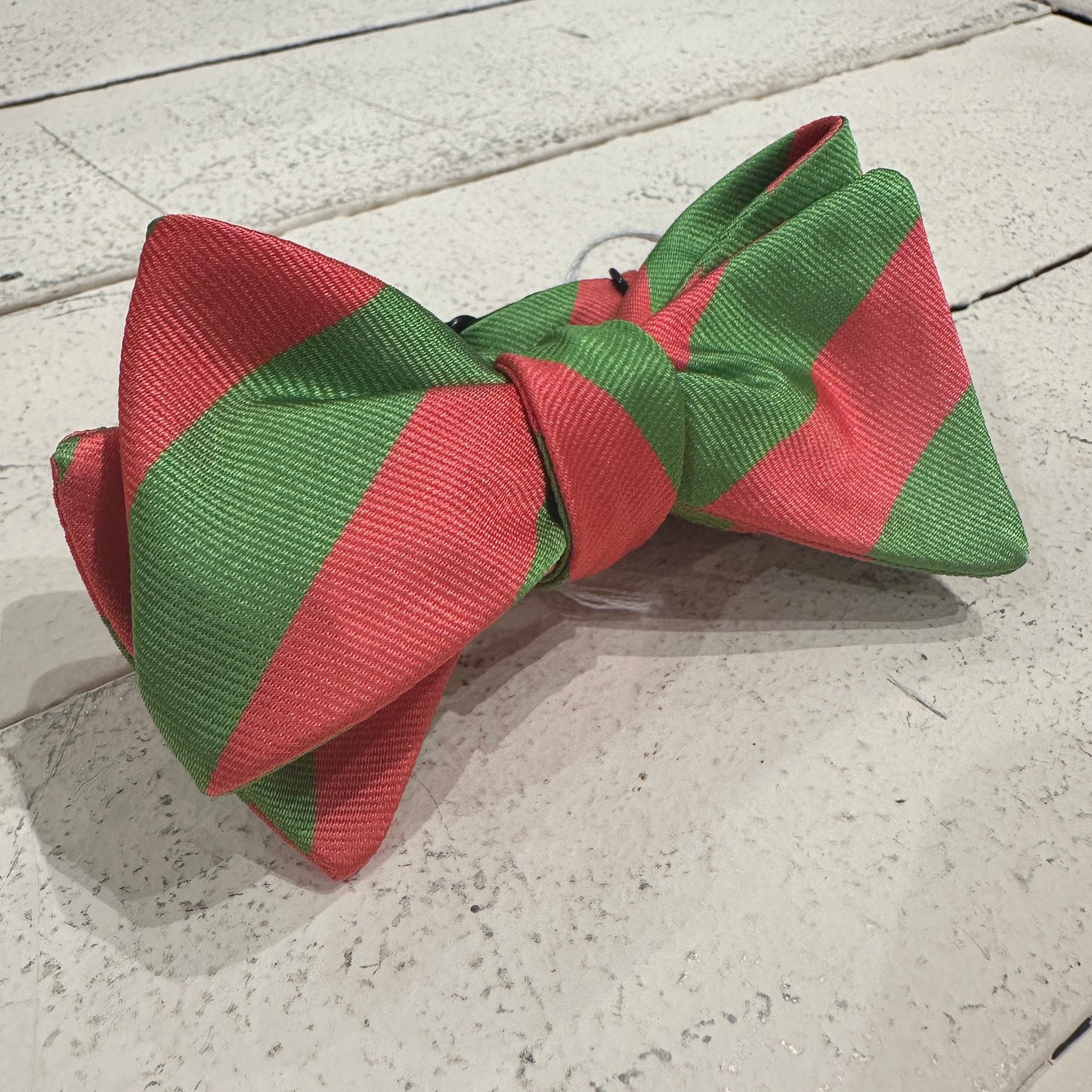 Coral/Green Brooks Striped Bow Tie