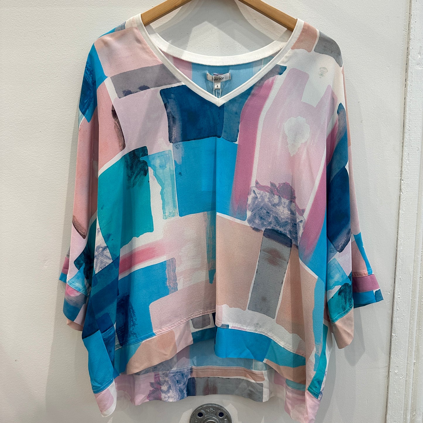 V Neck Over Sized Watercolor Top