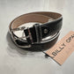 Italian Calf Belt in Black with White Stitching