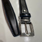 Italian Calf Belt in Black with Denim Stitching