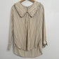 Ruffled Collar Striped Shirt