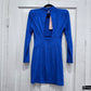 Faux Suede Lace Detail Blue Dress