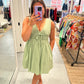 Cotton Bow Dress (Darling) - Sage