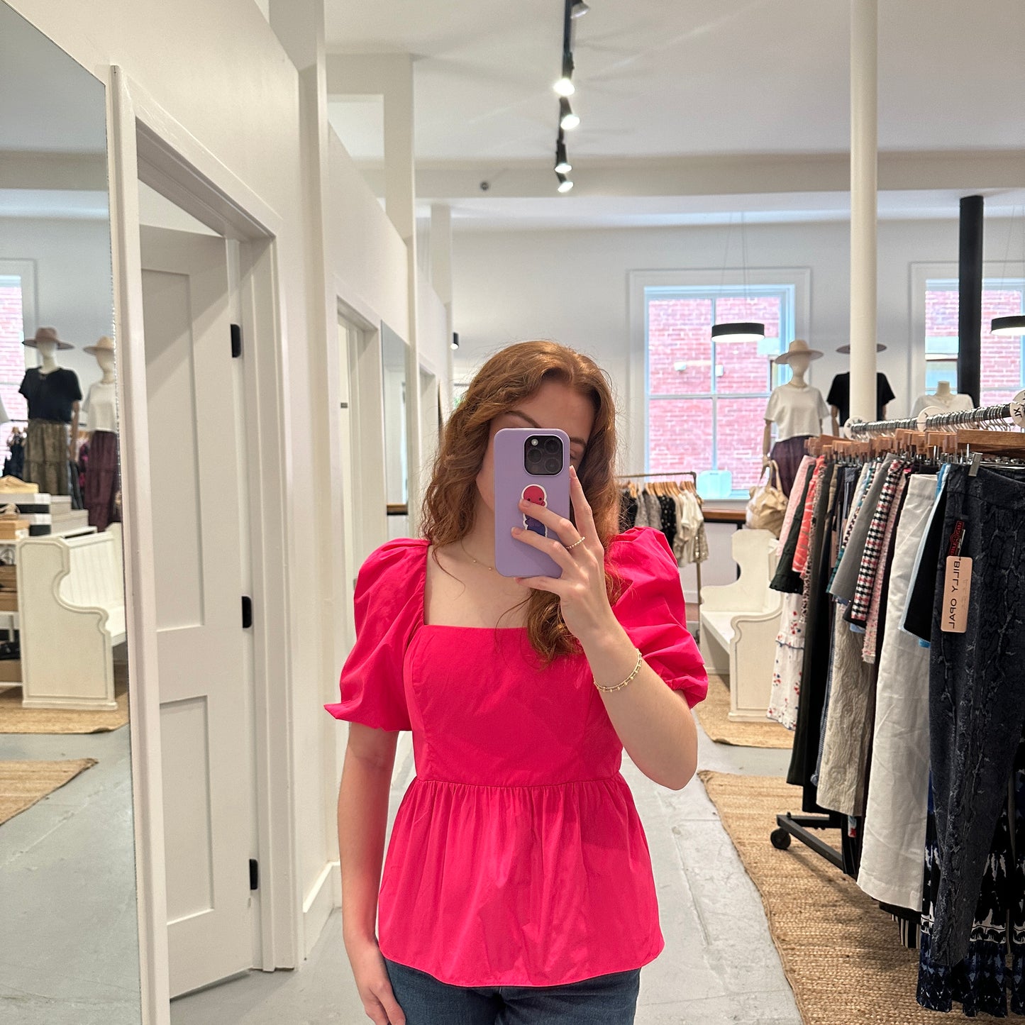 Tiana Elbow Sleeve Top - (Pink Grenadine)