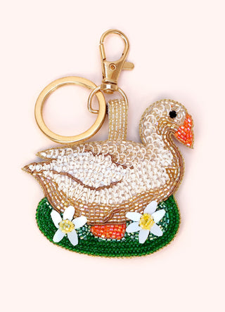 Beaded Keyring - Garden Goose