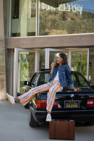 Striped Pull On Wide Leg Pants