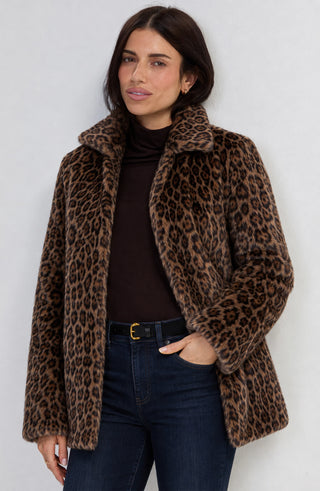Collared faux fur coat