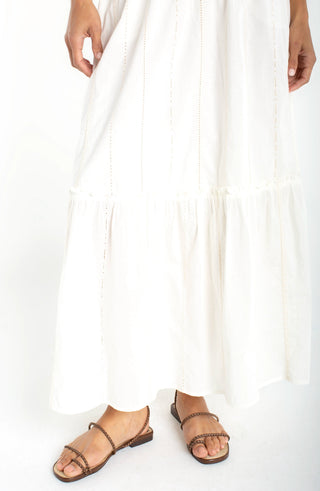 Tiered Woven Pull-on Maxi Skirt