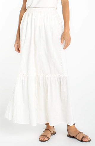 Tiered Woven Pull-on Maxi Skirt