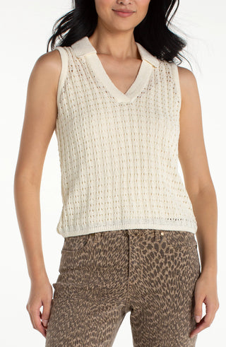 Sleeveless Johnny Collar Sweater