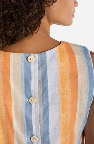 Sleeveless Shell Top w/ Button Back
