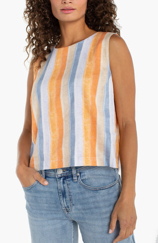 Sleeveless Shell Top w/ Button Back