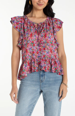 Flutter Sleeve Top w/ Ties