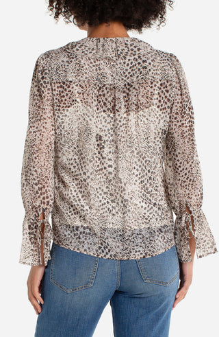 Long Sleeve Ruffle Front Woven Shirt