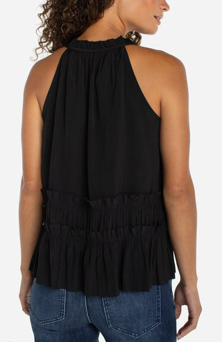 Sleeveless Woven Top w/ Ruffles
