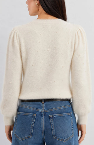 long puff slv crew neck sweater
