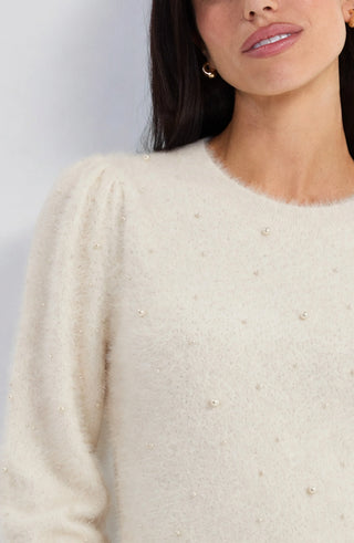 long puff slv crew neck sweater