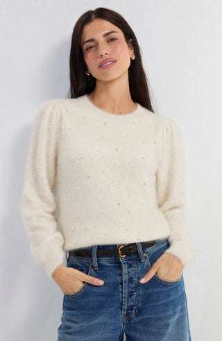 long puff slv crew neck sweater