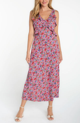 Sleeveless Ruffle Front Maxi Dress