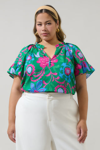 Cabina Floral Ruffle top