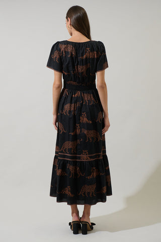 Zenzi Jungle Smocked Midi Dress