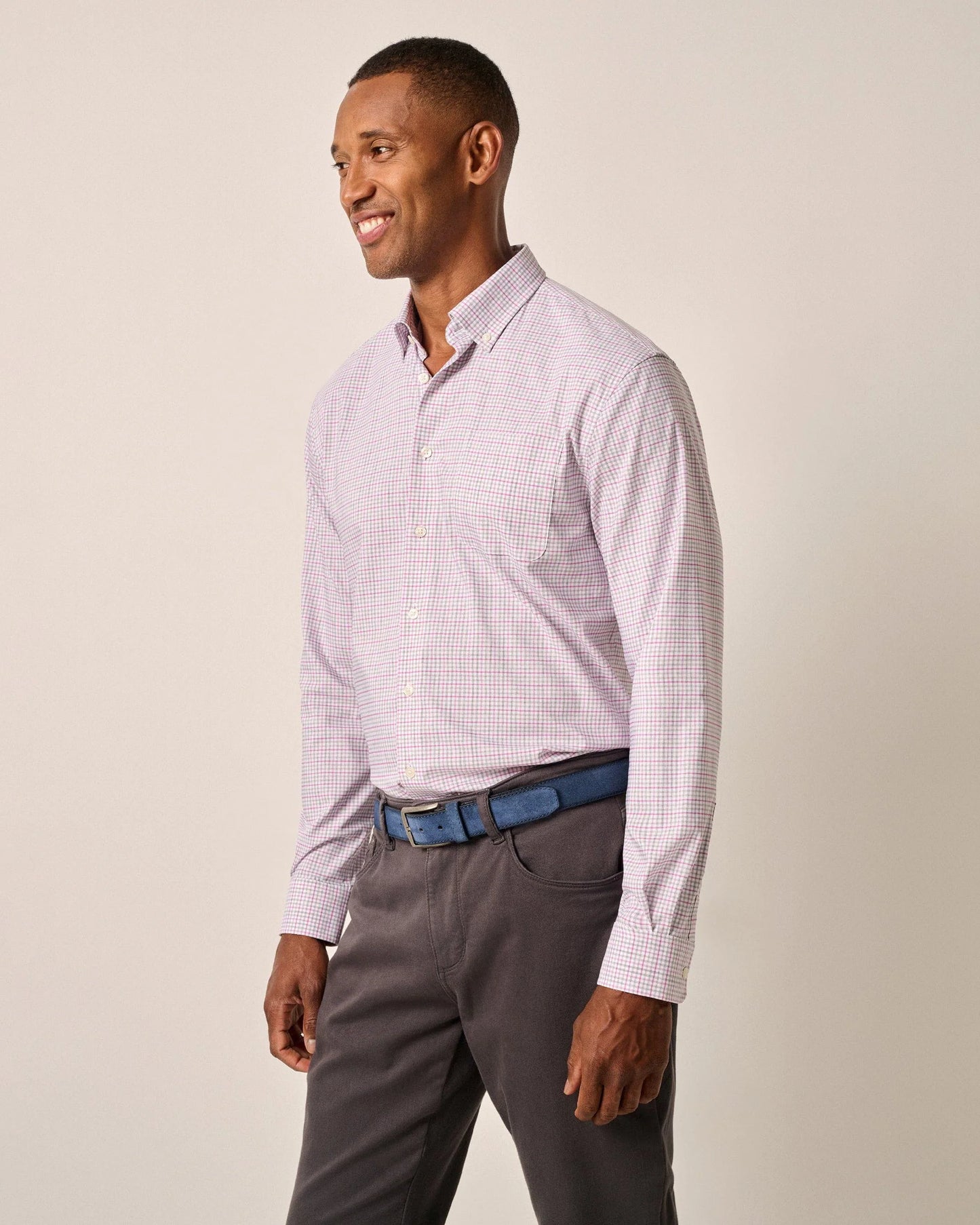 Shay light gray Performance Button Up Shirt