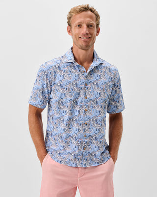 Otto Printed Knit Short Sleeve Button Down