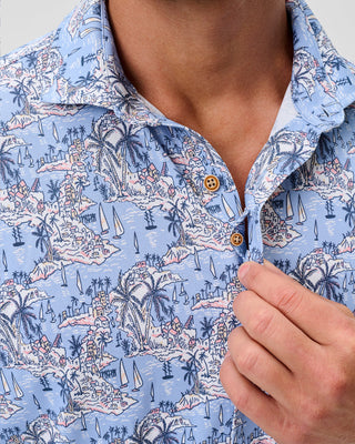 Otto Printed Knit Short Sleeve Button Down