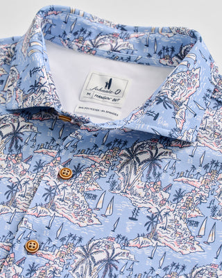 Otto Printed Knit Short Sleeve Button Down