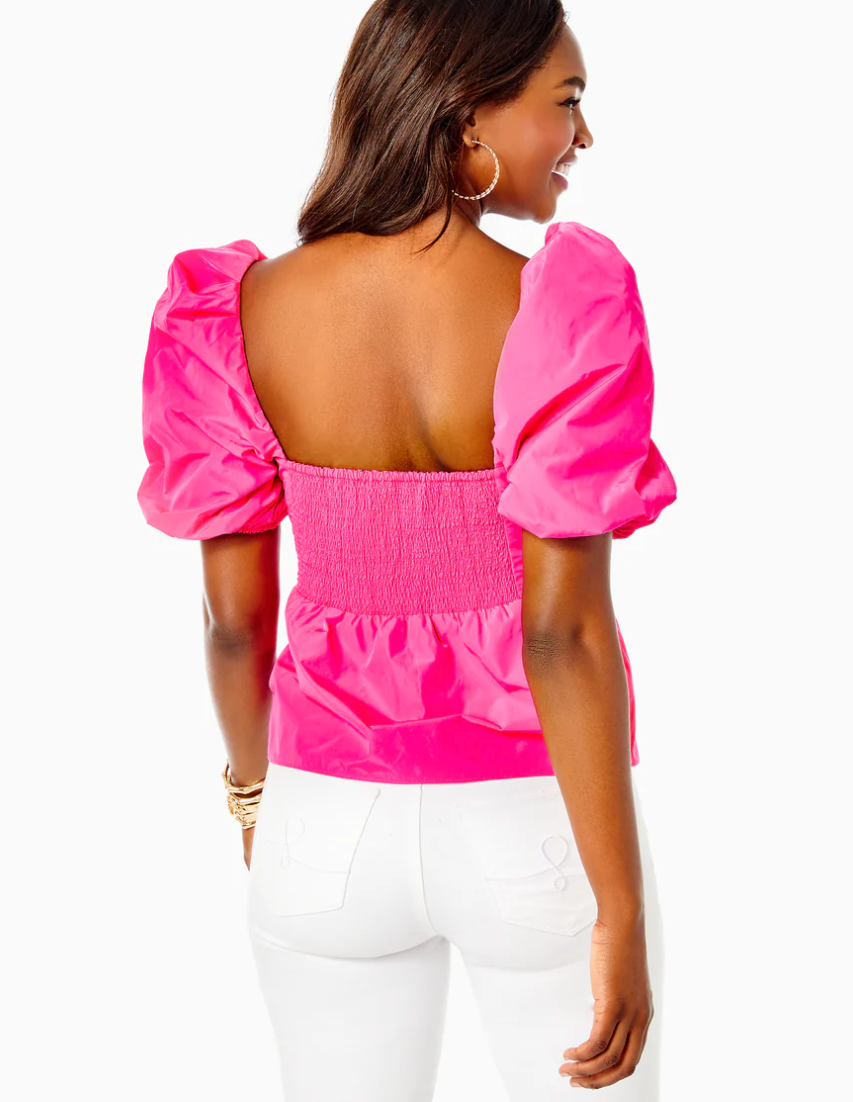 Tiana Elbow Sleeve Top - (Pink Grenadine)
