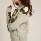 Flower Pattern Cable Knit Sweater