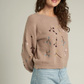 Flower Embroidery Puff Sleeve Sweater