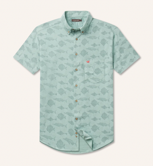 Atoll Woven Shirt - Geometric Fish Blue