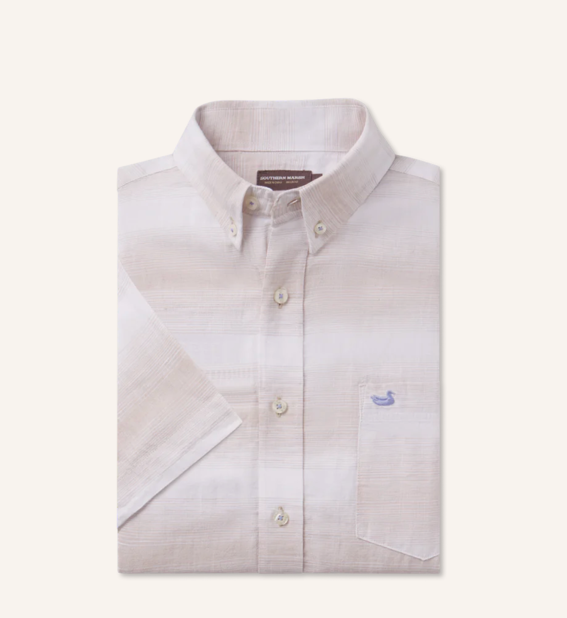 The Richard Dress Shirt - Linen Lines Taupe